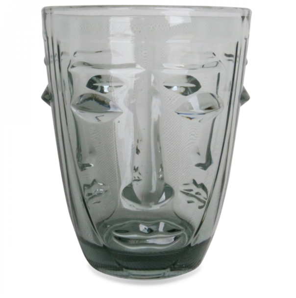 Opjet Verre Gobelet Visage Gris D 8xh10cm Le Mas Imaginaire